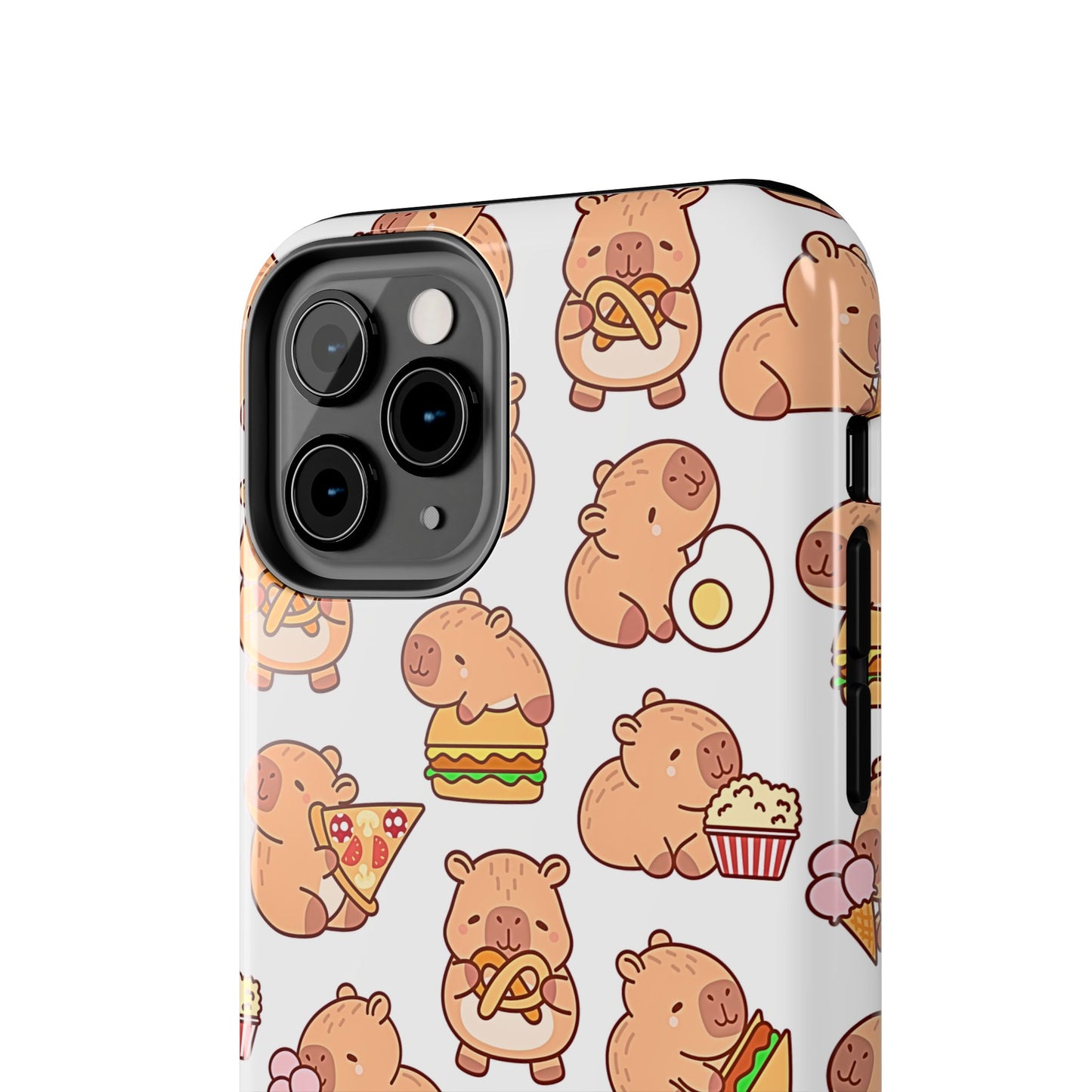 Cute Capybara Eating Pizza Ice Cream & Snacks Cartoon Food Tough Phone Case | Animals