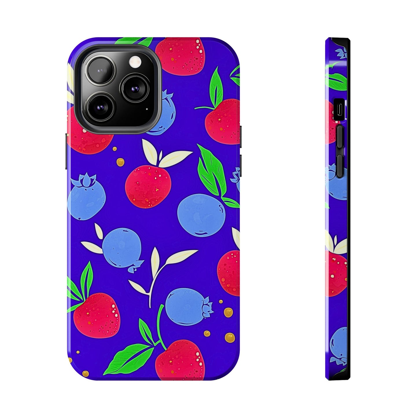 Funda resistente para teléfono con diseño de arándanos y fresas | Estética