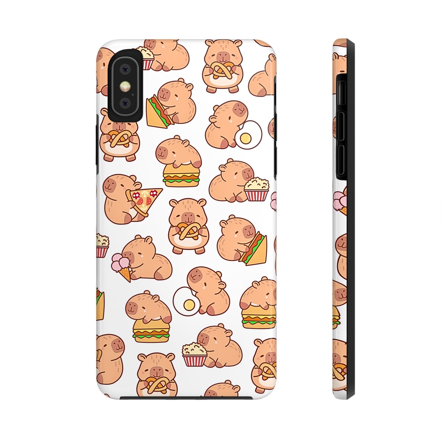 Cute Capybara Eating Pizza Ice Cream & Snacks Cartoon Food Tough Phone Case | Animals