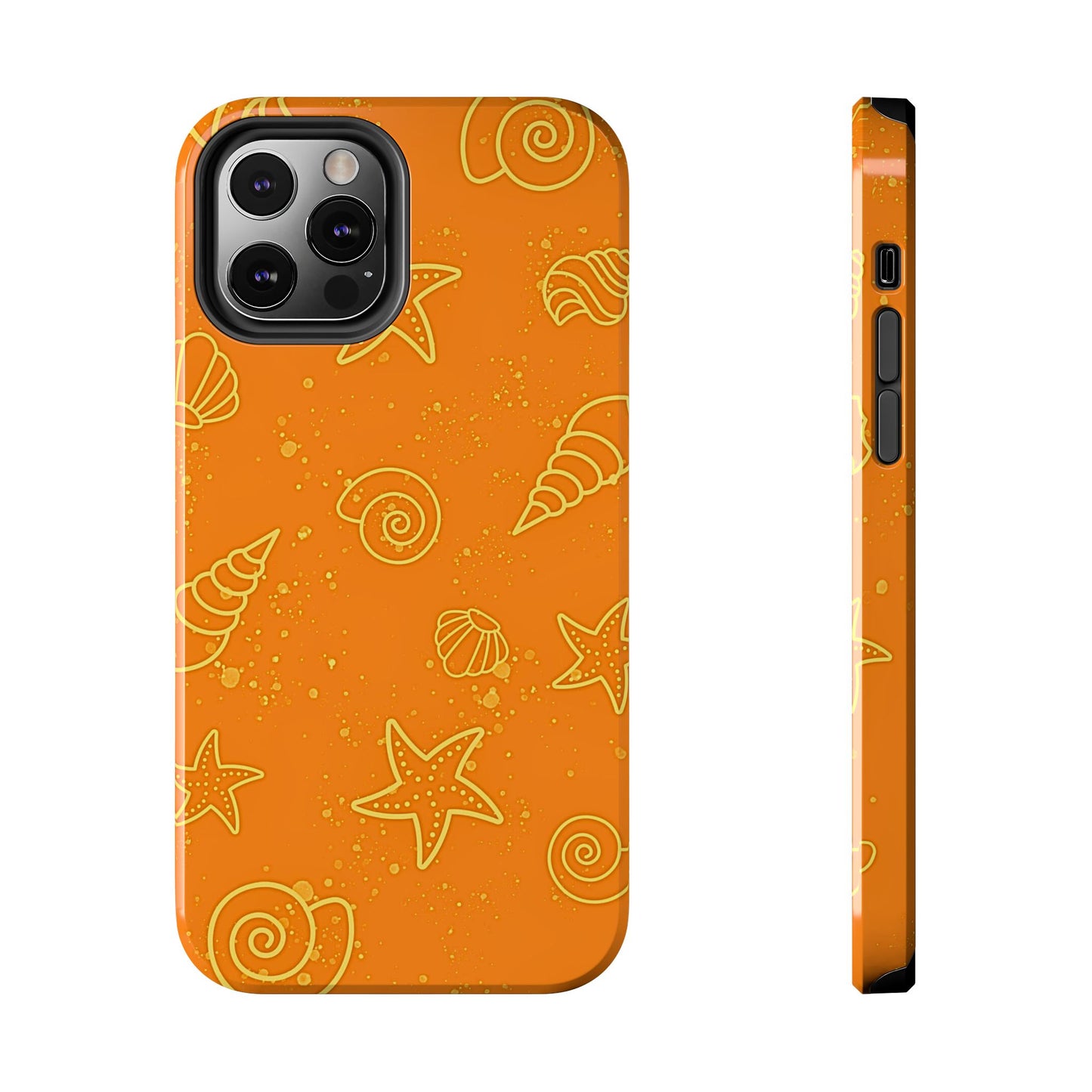 Funda resistente para teléfono con diseño de conchas naranjas | Estética