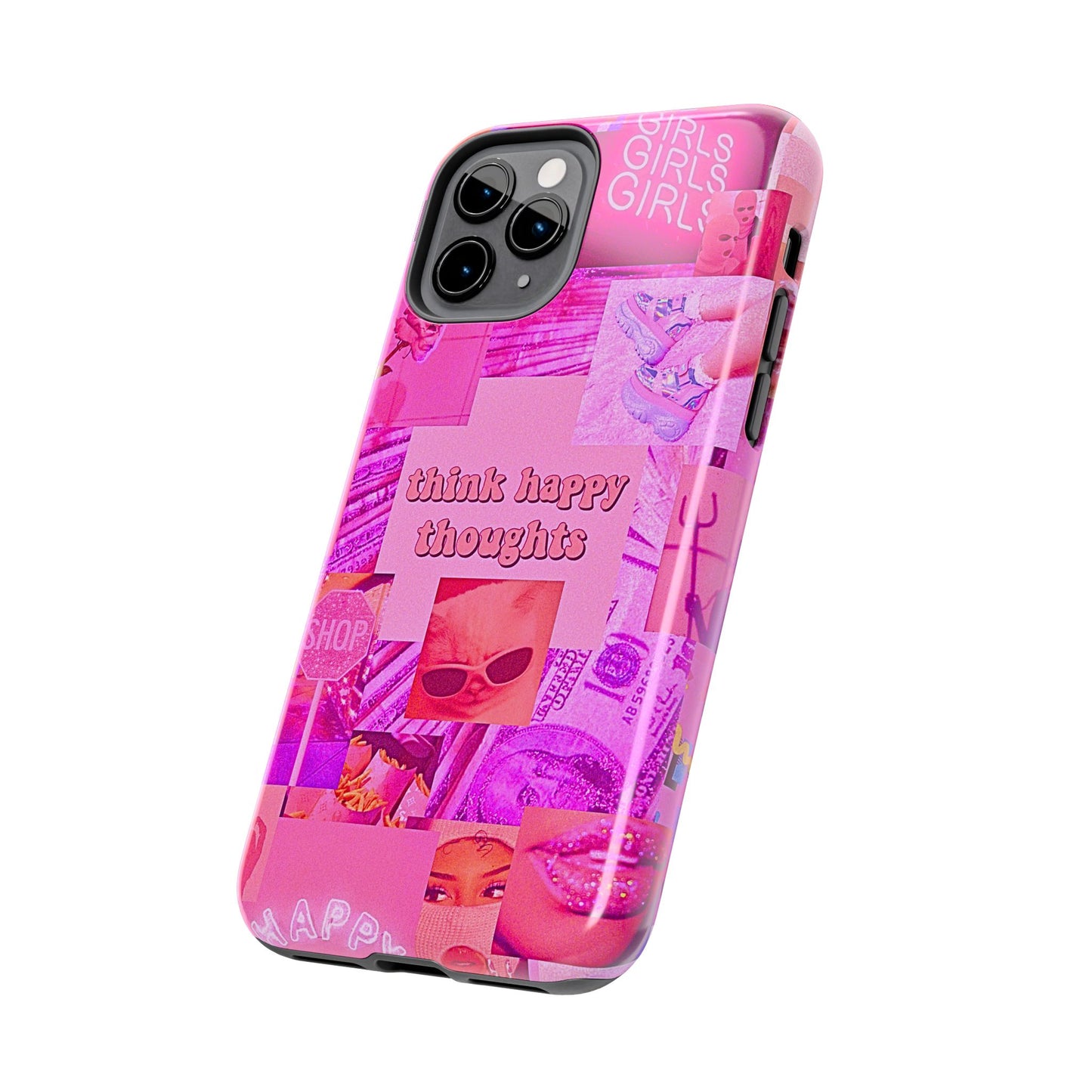 Think Happy Thoughts Pink Tough Phone Case | Aesthetic