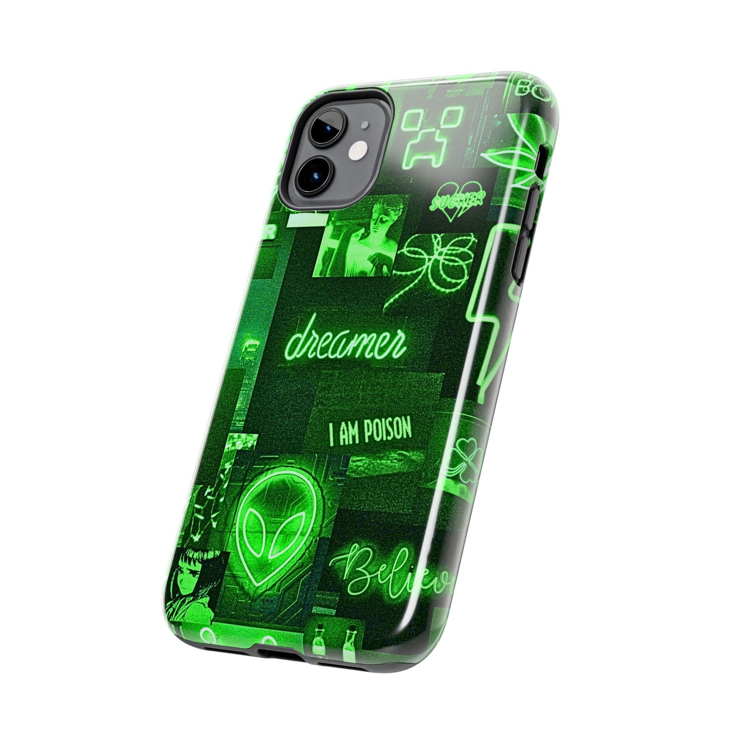 Green Neon Style Tough Phone Case | Aesthetic