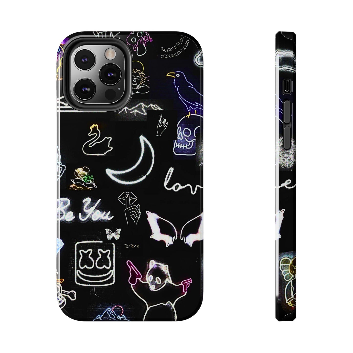 Funda resistente para teléfono estilo neón blanco | Estética