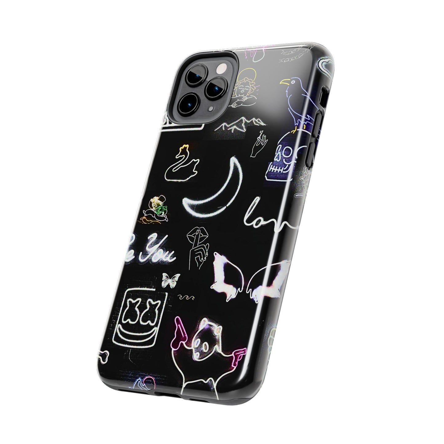 Funda resistente para teléfono estilo neón blanco | Estética