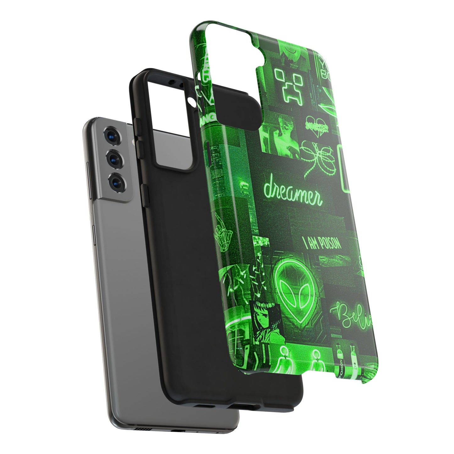 Green Neon Style Tough Phone Case | Aesthetic