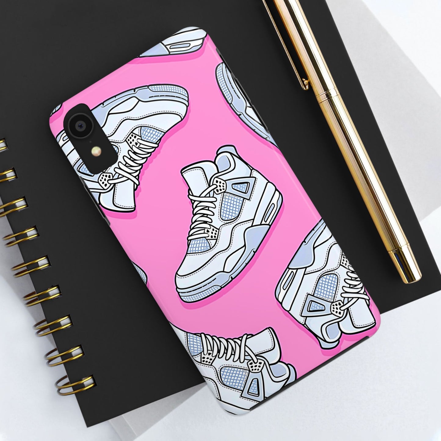 Funda resistente para teléfono con diseño de zapatillas Jordan 4 blancas | Estética