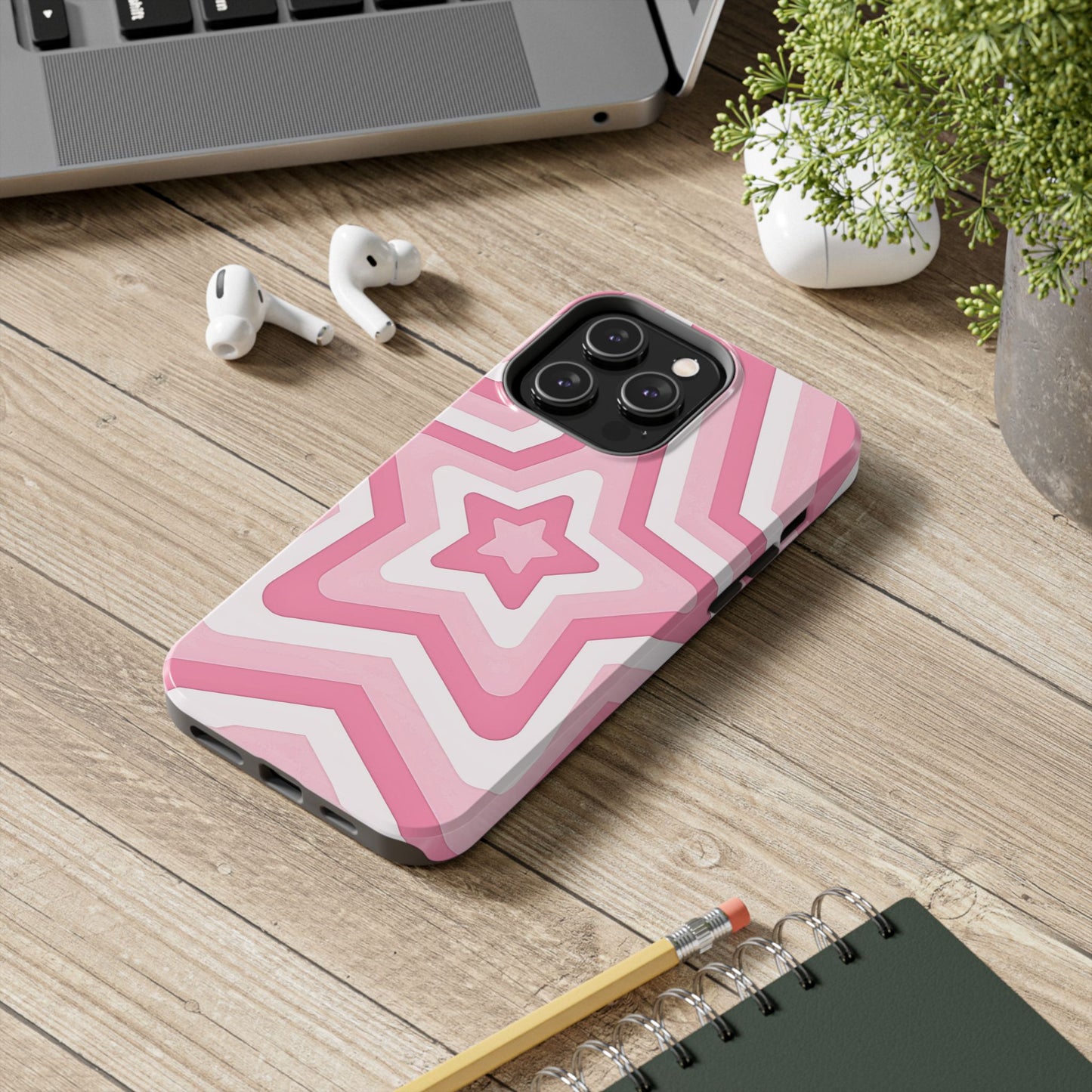 Pink Preppy Star Pattern Style Tough Phone Case | Aesthetic