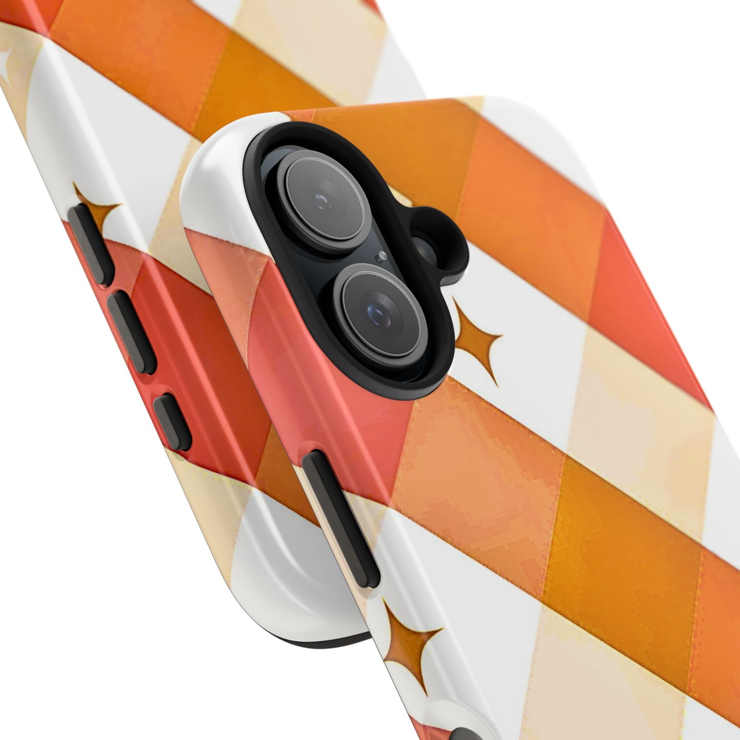 Pastel Orange & Pink Checkered Stars Tough Phone Case | Aesthetic