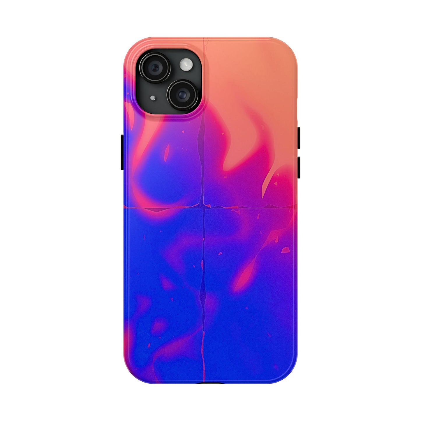 Funda resistente para teléfono con diseño de llamas, degradado abstracto y resplandor del atardecer | Estética