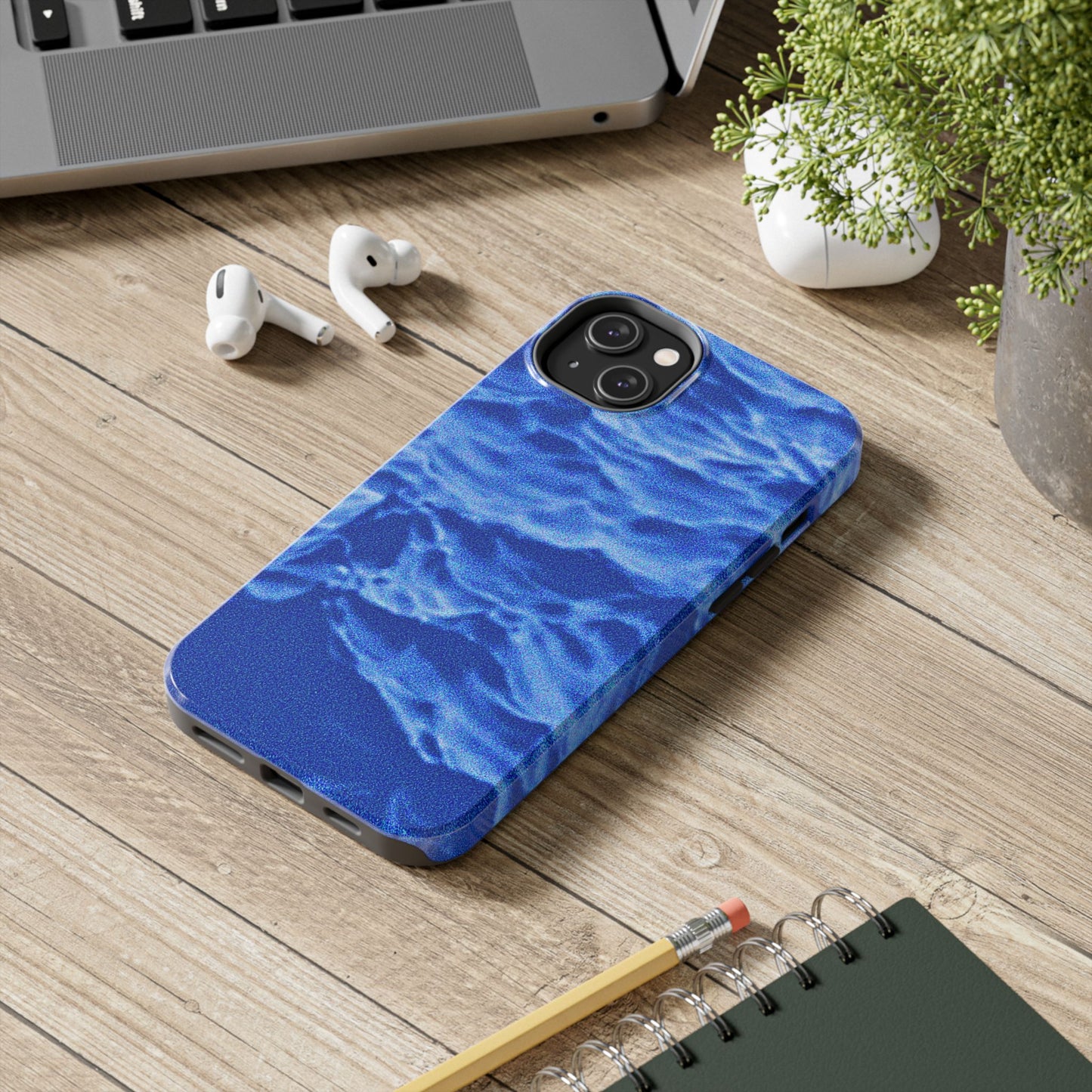 Blurred Ocean Waves Dark Blue Tough Phone Case | Aesthetic