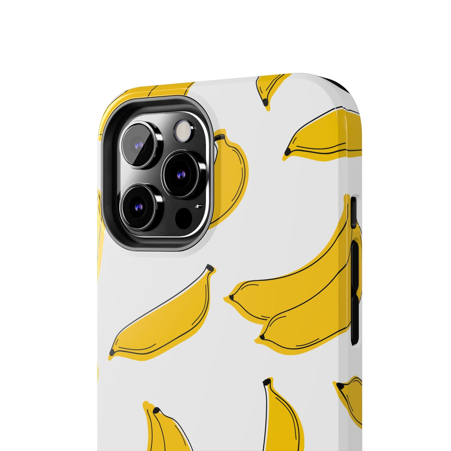 Bold Yellow Banana Pattern Minimal Line Art Tough Phone Case | Food