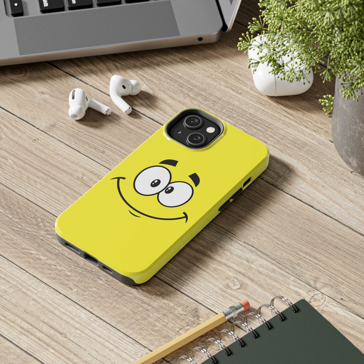 Smiley Happy Face Yellow Minimalist Cartoon Tough Phone Case | Funny