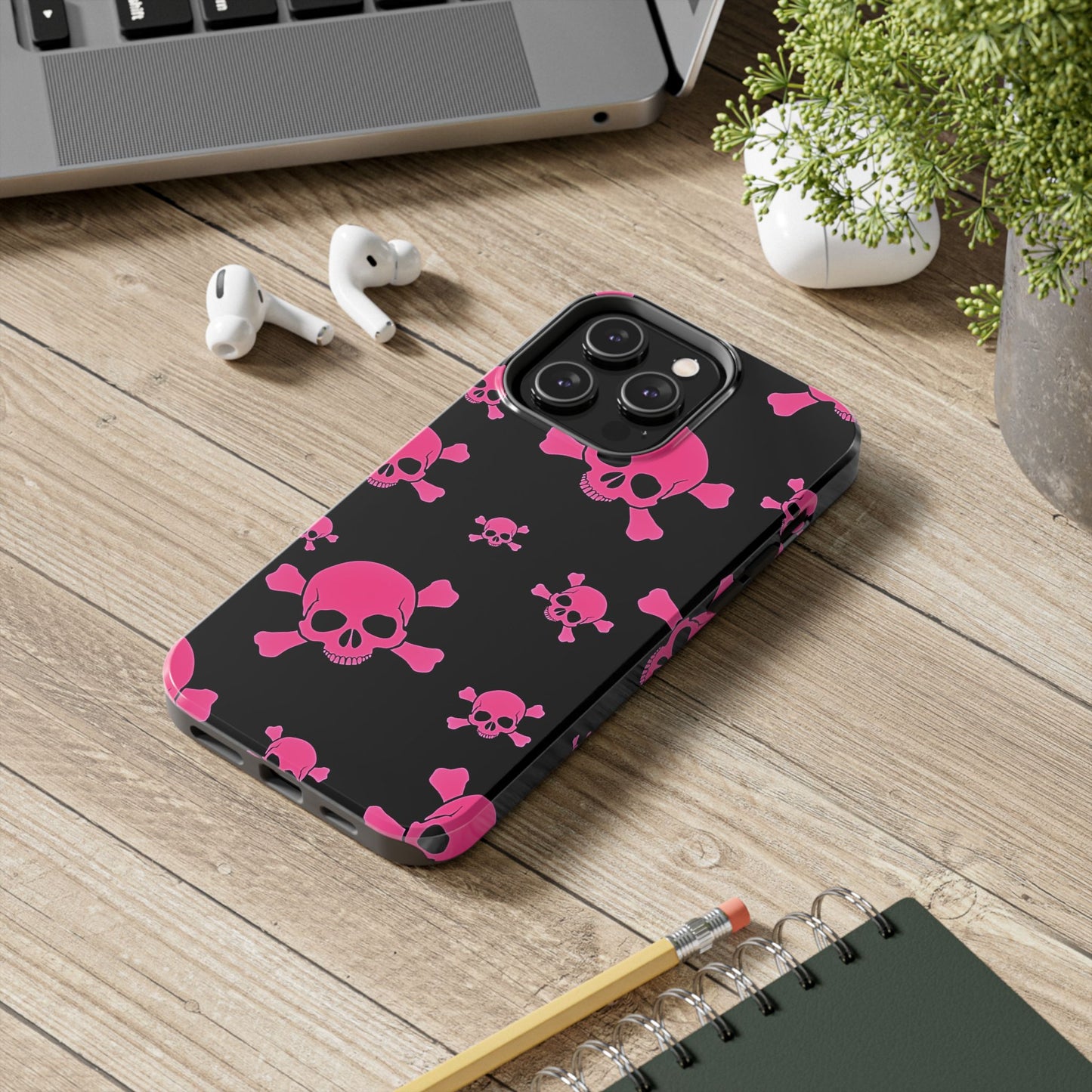 Pink Skull Emo Style Tough Phone Case | Aesthetic