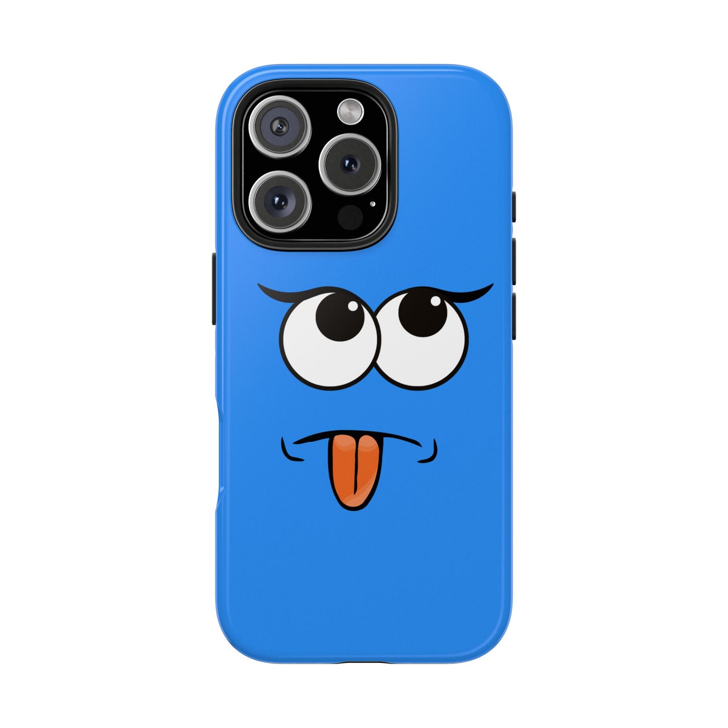 Silly Tongue Out Cartoon Face Blue Background Tough Phone Case | Funny