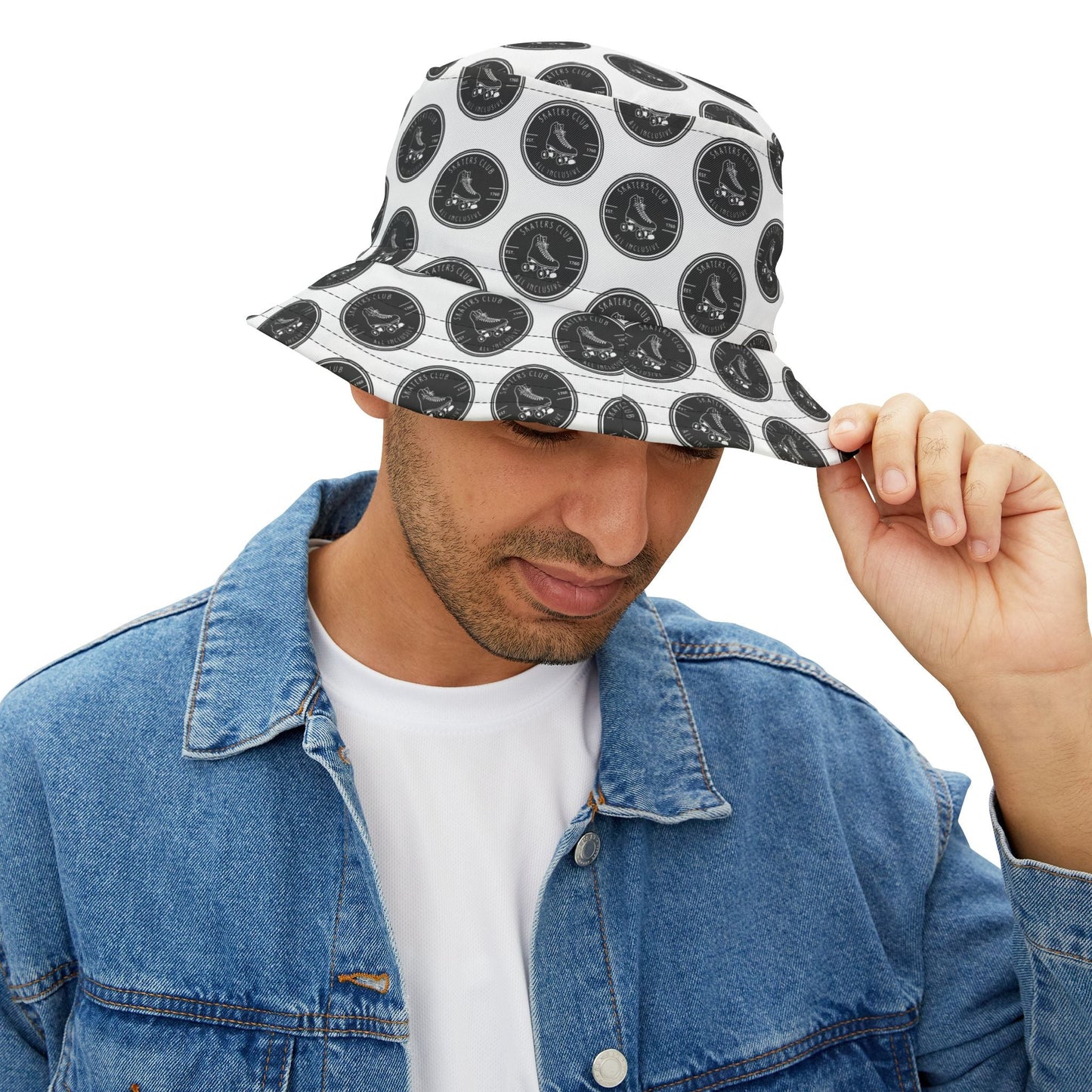 Black Round Skaters Club Bucket Hat