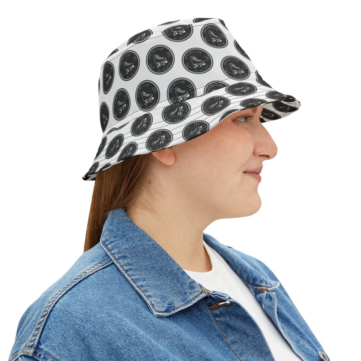 Black Round Skaters Club Bucket Hat