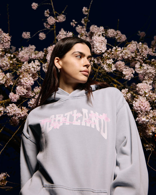 Sueded Halftone Blossom Hoodie - Powder