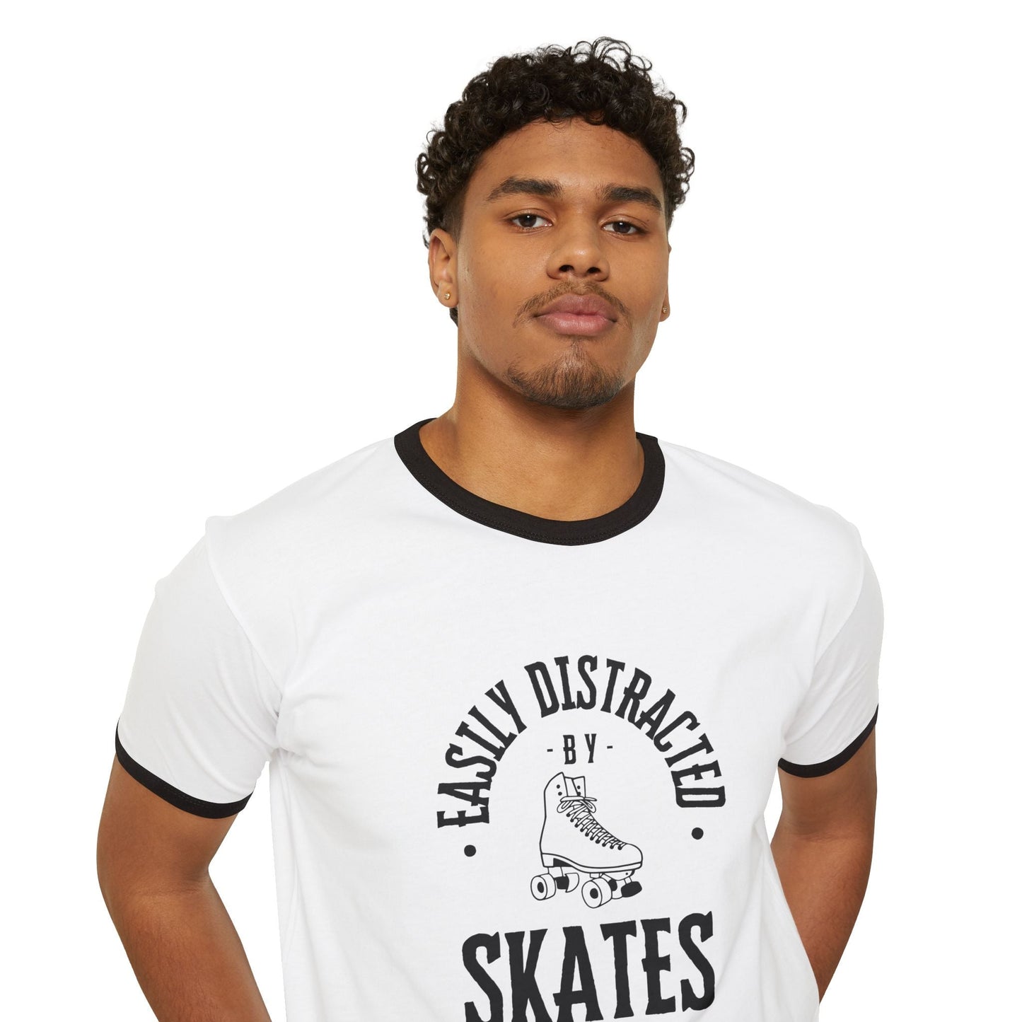 Easily Distracted by Skates Unisex Cotton Ringer T-Shirt