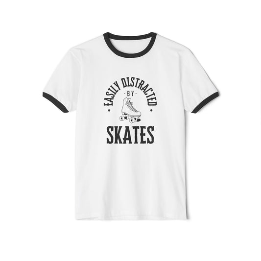 Easily Distracted by Skates Unisex Cotton Ringer T-Shirt