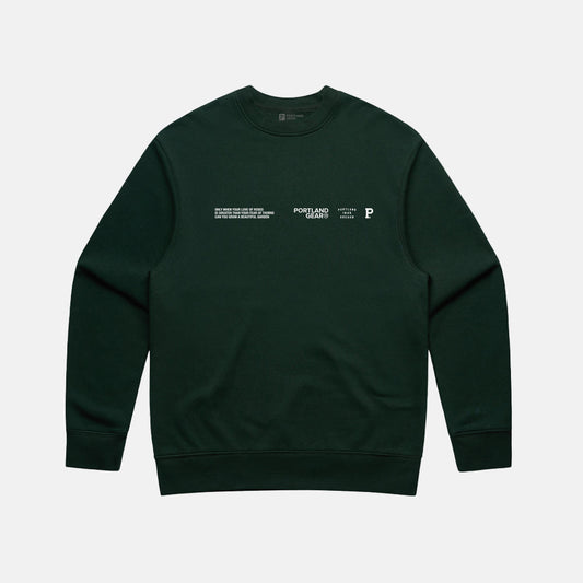 Sueded Slogan Crewneck - Pine Green