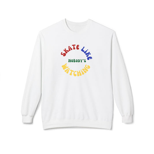 Primary Skate Like Nobody's Watching Unisex Fleece Crewneck Sweatshirt