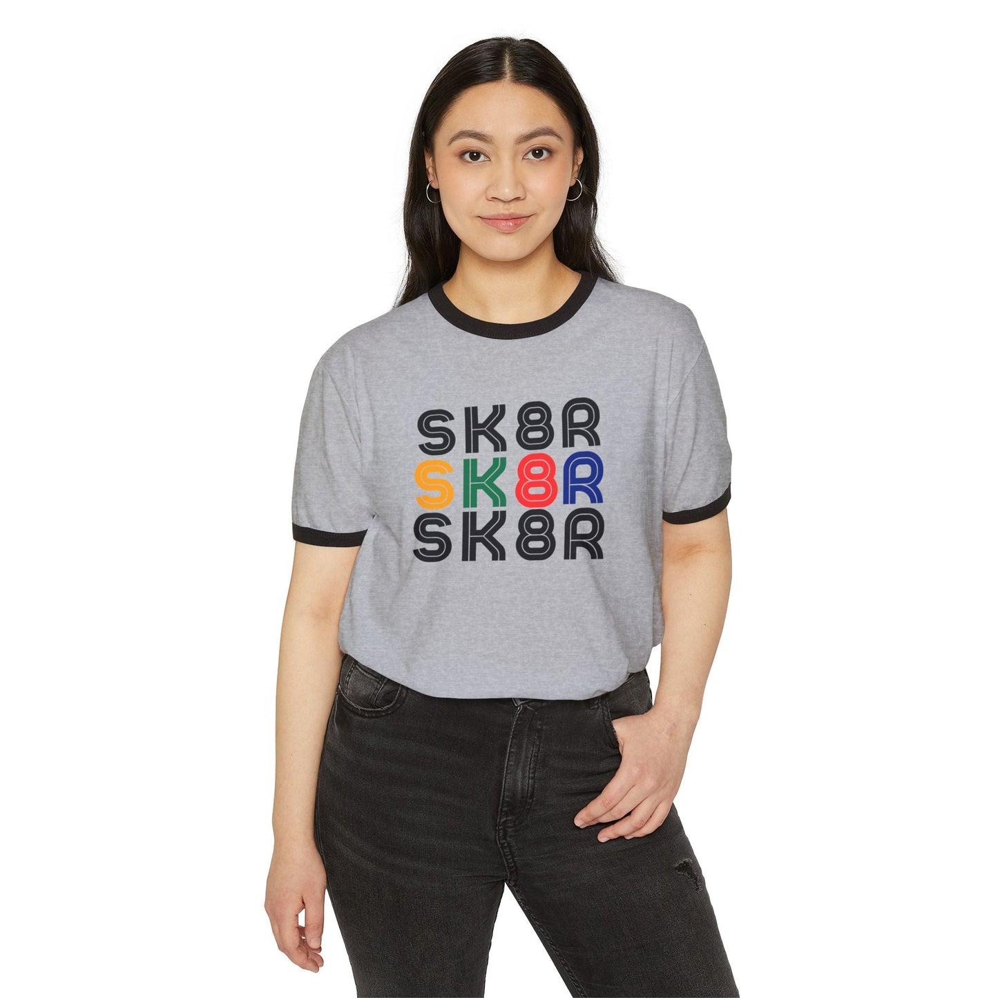 Retro Skater Unisex Cotton Ringer T-Shirt