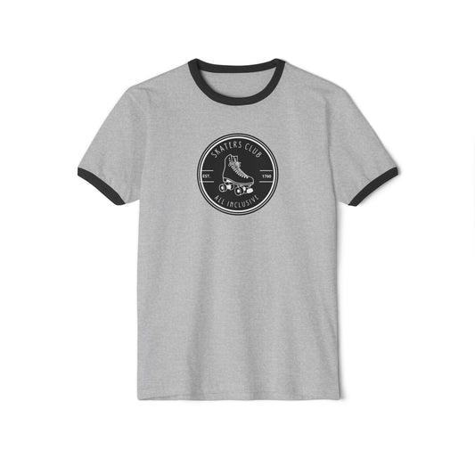 Round Black White Skaters Club Unisex Cotton Ringer T-Shirt