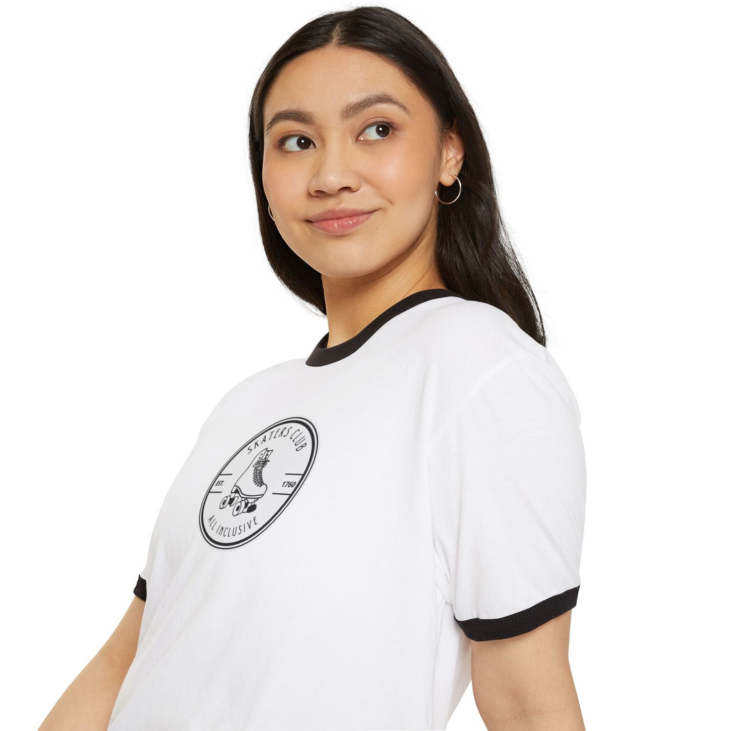 Round White Skaters Club Unisex Cotton Ringer T-Shirt