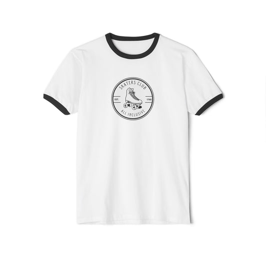 Round White Skaters Club Unisex Cotton Ringer T-Shirt