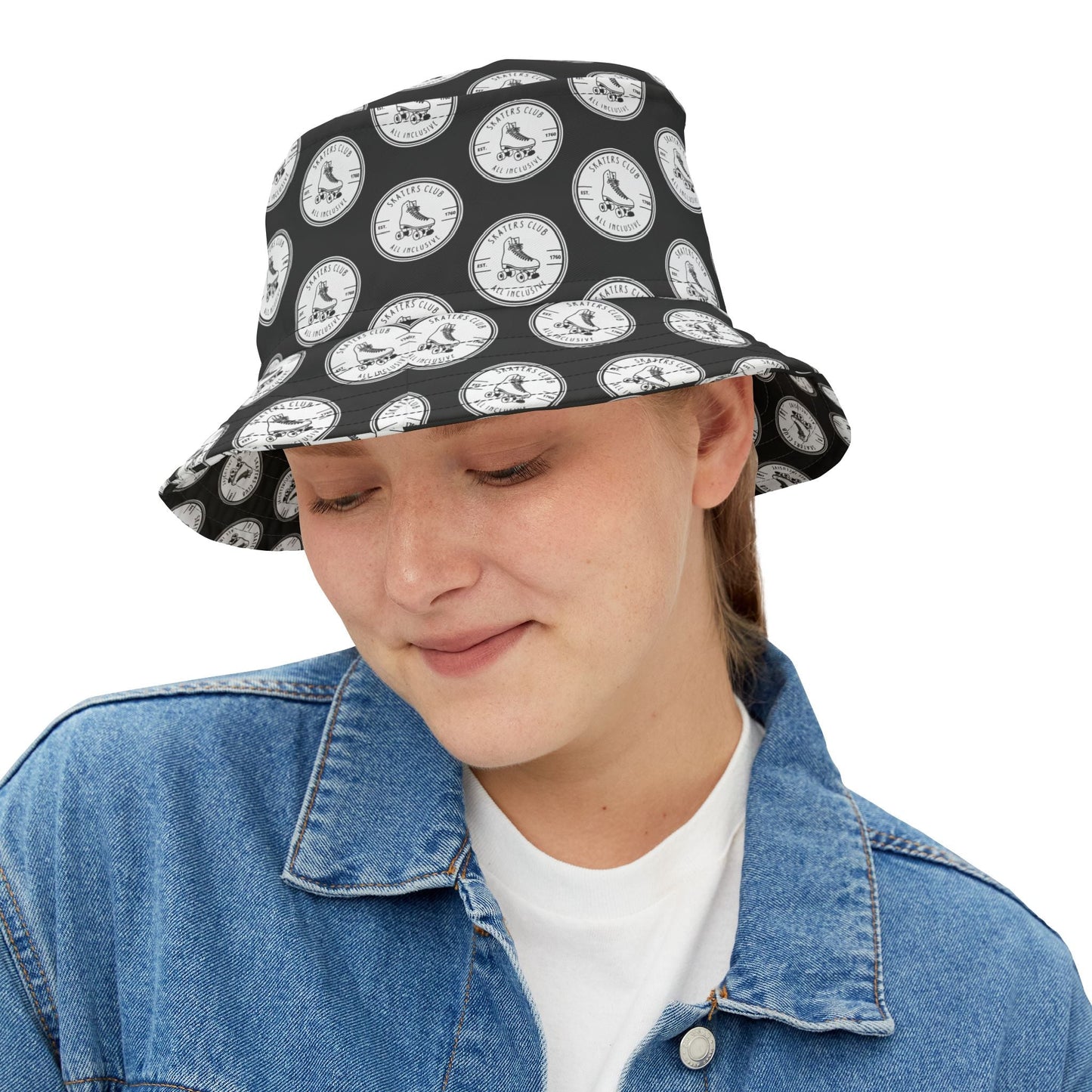 White Round Skaters Club Bucket Hat