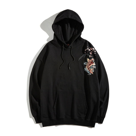 KH9197 Red Koi Embroidery Hoodie