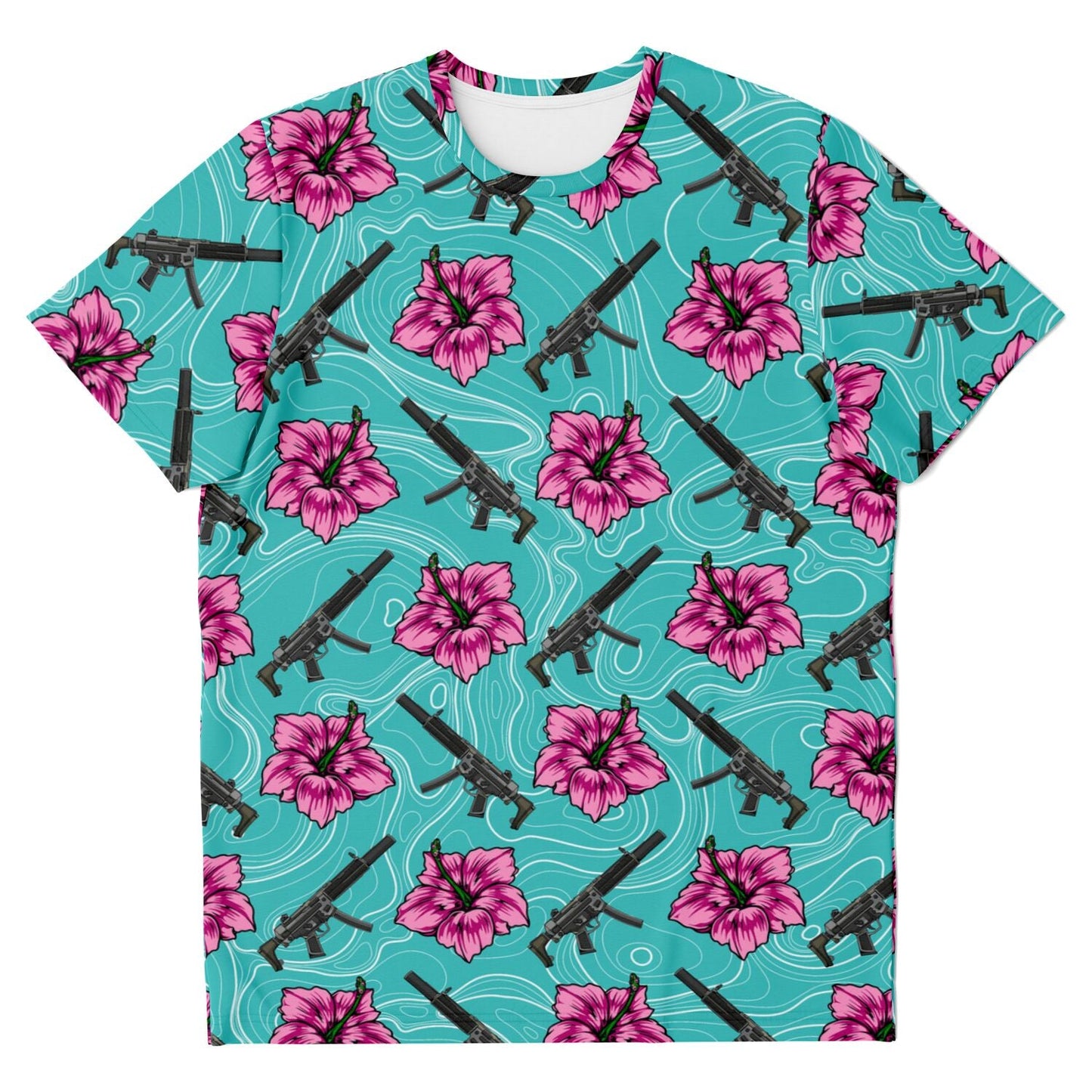 Rad Palm High Capacity Hibiscus Teal Unisex T-Shirt