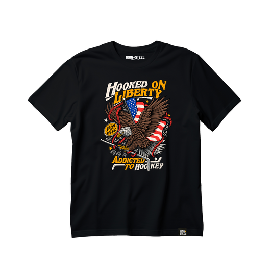 Hooked on Freedom Hockey Tee