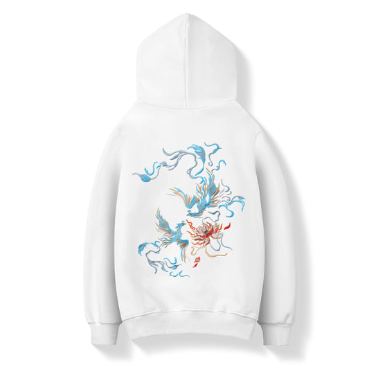 KH9010 Blue Phoenix Embroidery Hoodie
