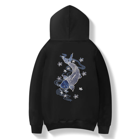 KH9015 Blue Koi Embroidery Hoodie
