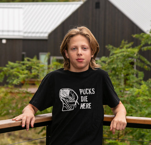 Pucks Die Here Hockey Goalie T-Shirt