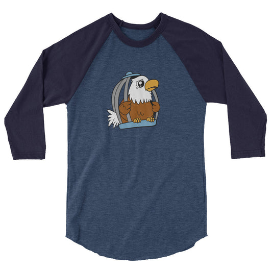 Caged Freedom Cartoon Eagle 3/4 sleeve raglan shirt