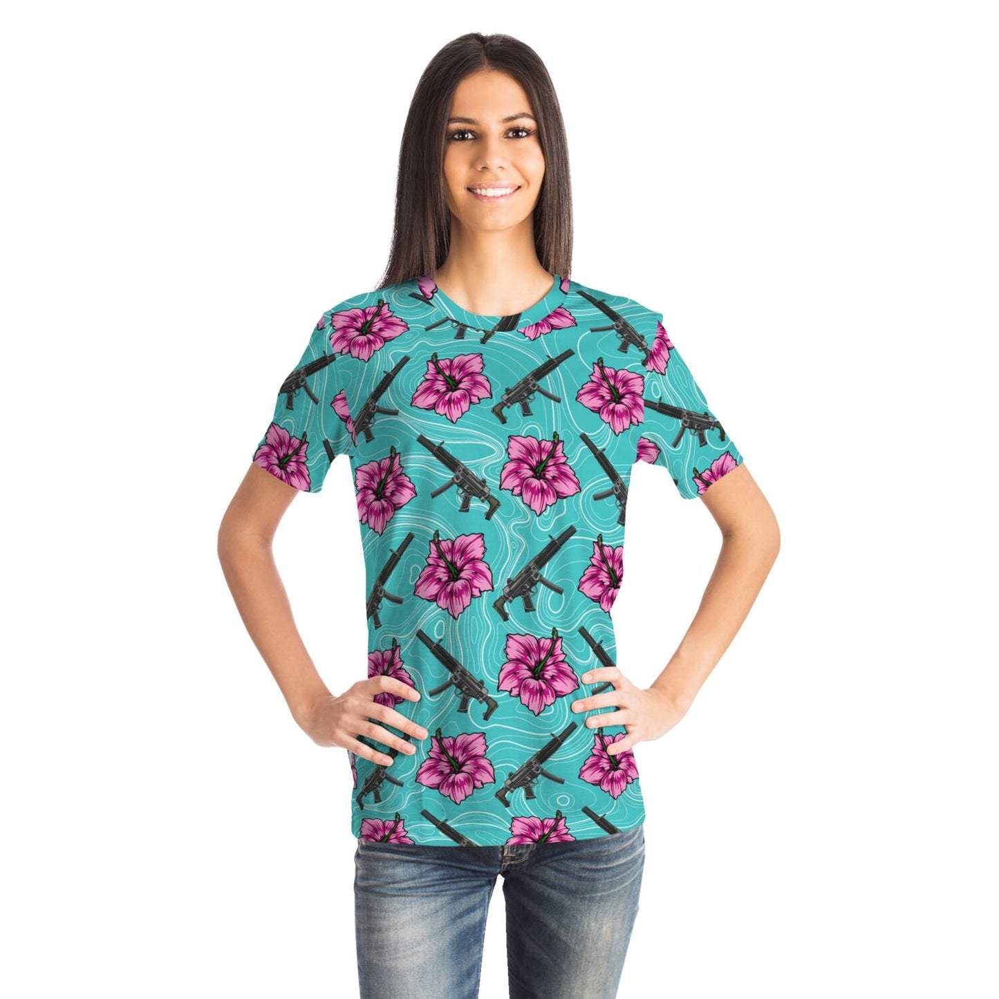 Rad Palm High Capacity Hibiscus Teal Unisex T-Shirt