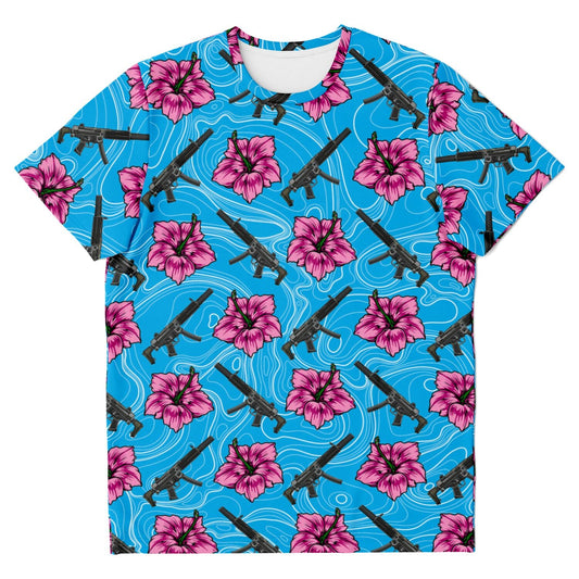 Rad Palm High Capacity Hibiscus Blue Unisex T-Shirt