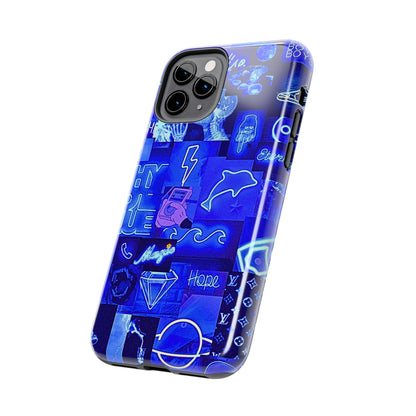 Blue Neon Style Tough Phone Case | Aesthetic