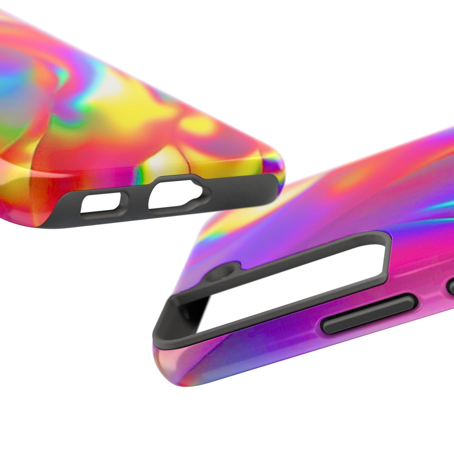 Funda resistente para teléfono con brillo metálico holográfico y estilo abstracto | Estética