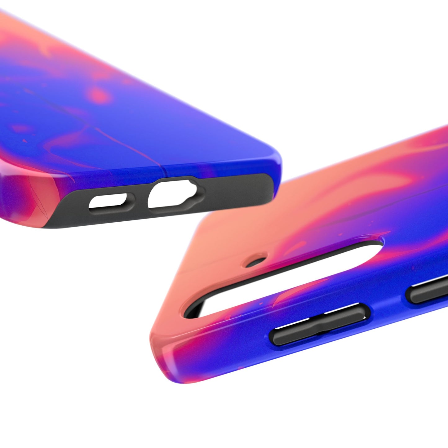 Funda resistente para teléfono con diseño de llamas, degradado abstracto y resplandor del atardecer | Estética