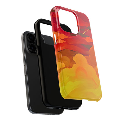 Funda resistente para teléfono con diseño de nubes rojas y naranjas | Estética
