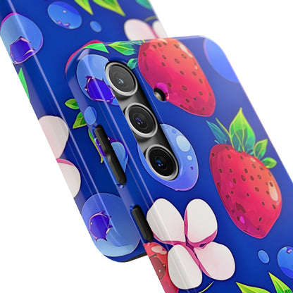Cute Blueberry Strawberry Fruit Pattern Tough Phone Case | Aesthetic