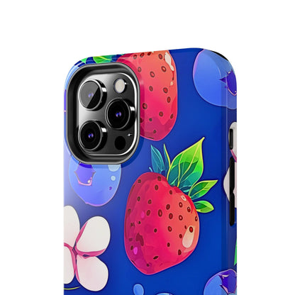 Cute Blueberry Strawberry Fruit Pattern Tough Phone Case | Aesthetic