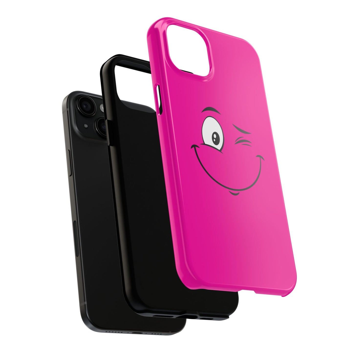 Winking Face Pink Background Cheeky Cartoon Style Tough Phone Case | Funny