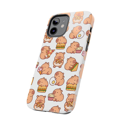 Cute Capybara Eating Pizza Ice Cream & Snacks Cartoon Food Tough Phone Case | Animals
