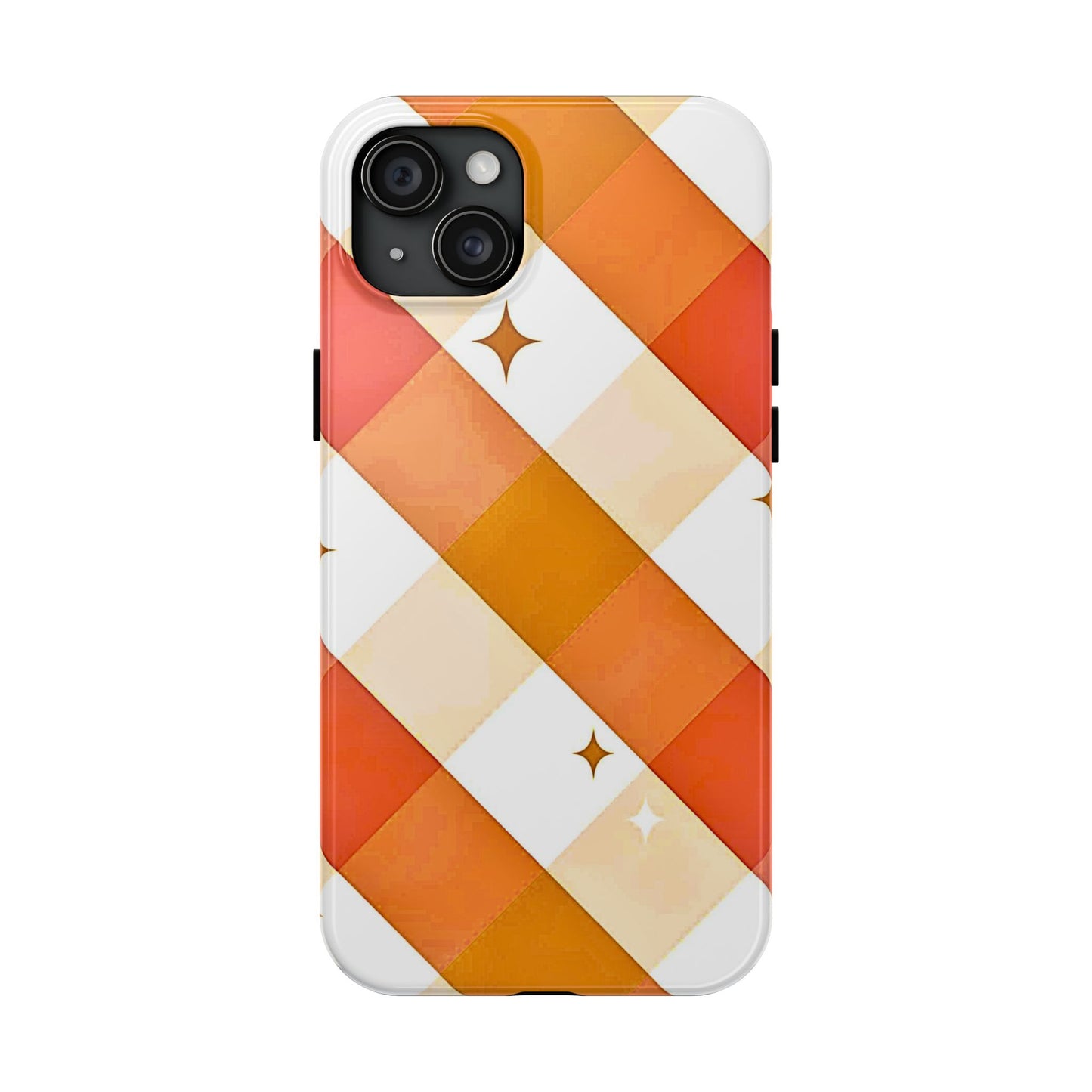 Pastel Orange & Pink Checkered Stars Tough Phone Case | Aesthetic