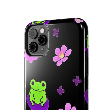 Cute Frog & Pink Flowers Pattern Style Tough Phone Case | Animals