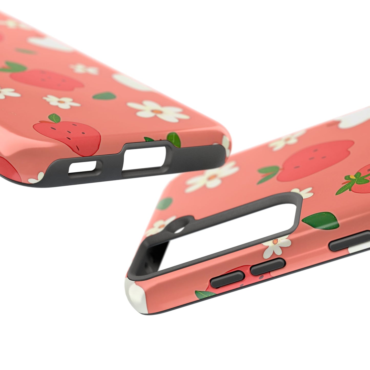 Strawberry Apple Flower Pattern Pink Tough Phone Case | Aesthetic